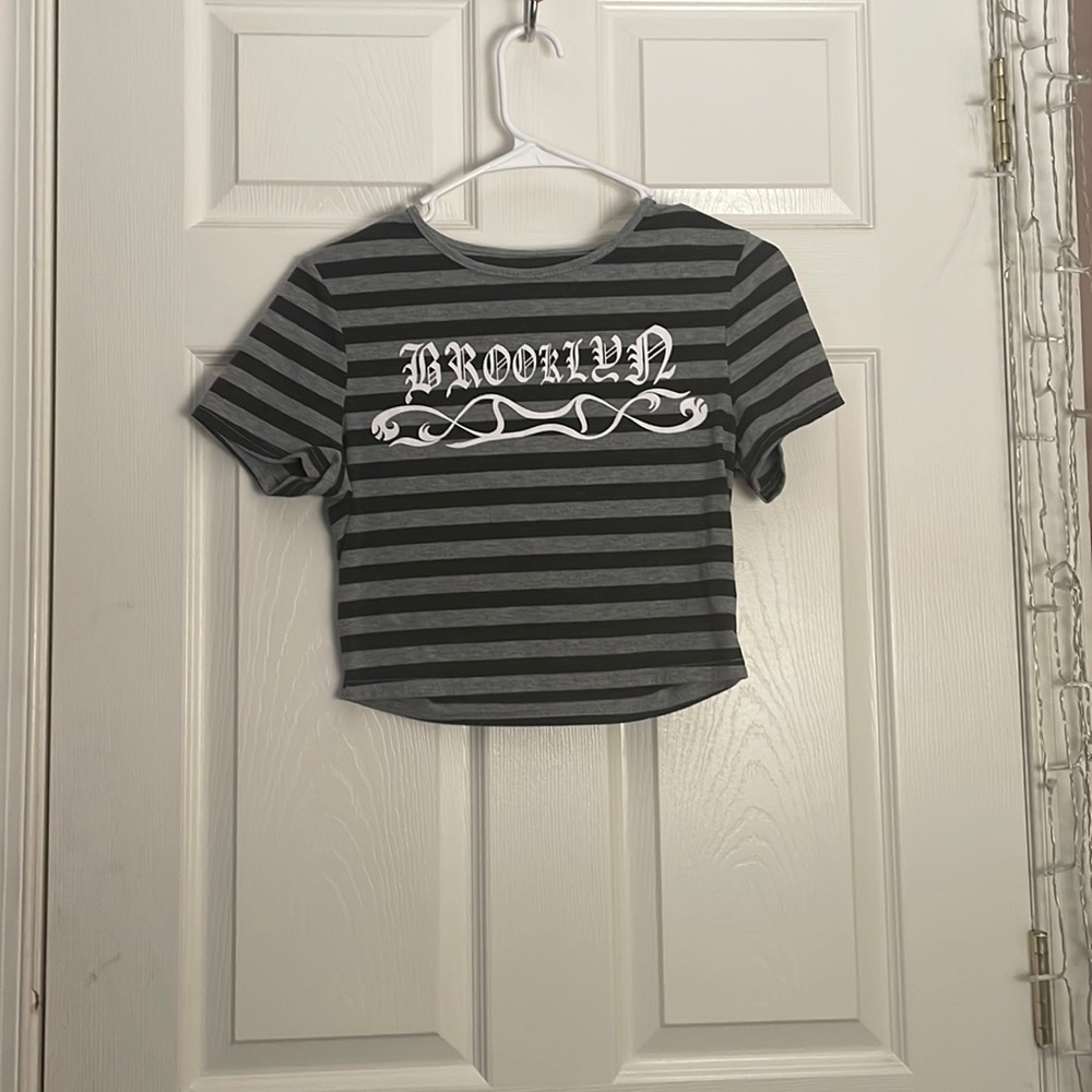 Cropped Black and Grey Brooklyn Top